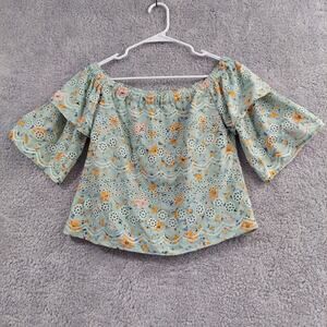 Anthropologie Laia Ashtabula Floral Off Shoulder Blouse Cottagecore | Size Small